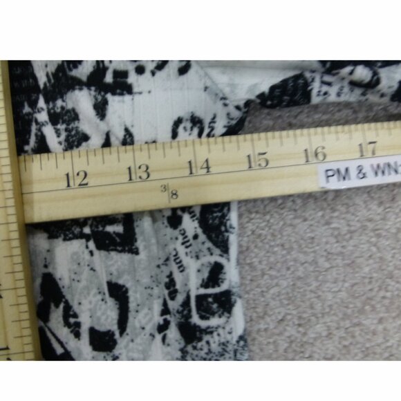 Newspaper Graphic Long Sleeve, High Neck, Cut Out At Chest Top - Picture 8 of 9